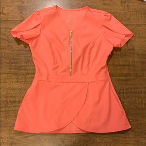 Coral Tulip Scrub Top